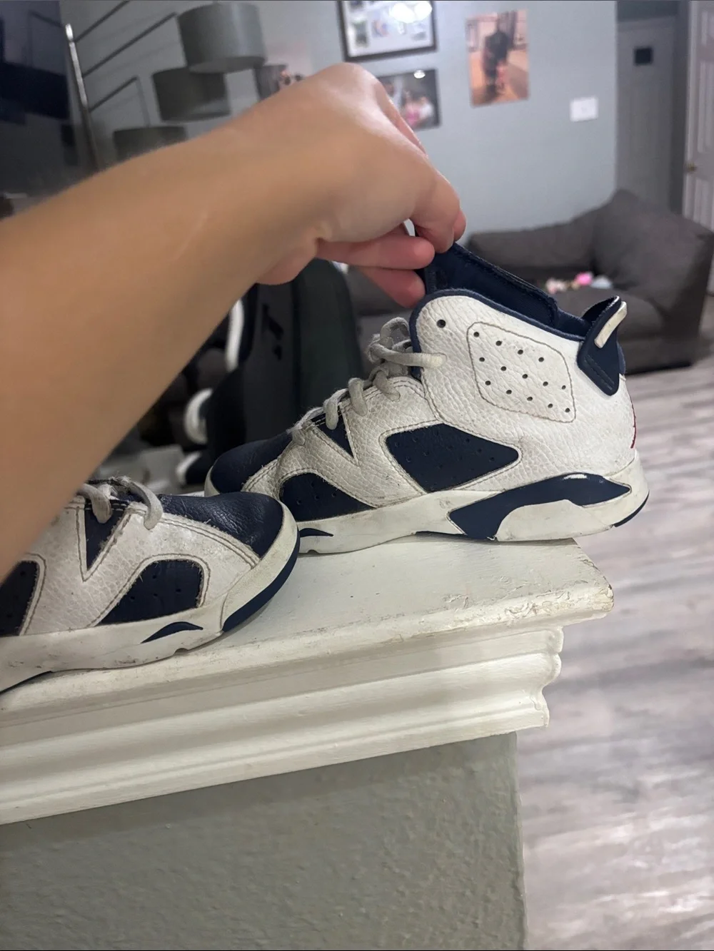 Jordan Kids Navy and White Retro Sneakers